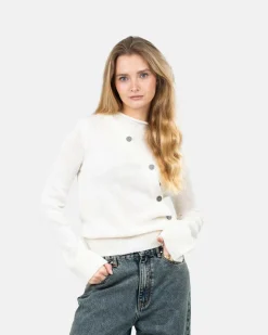 Asymmetrisk Cardigan Cremehvid
