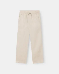 Baggy 100% hørbukser Beige