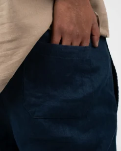 Baggy 100% hørbukser Navy