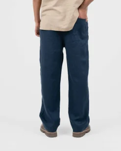 Baggy 100% hørbukser Navy