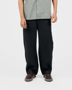 Baggy 100% hørbukser Sort