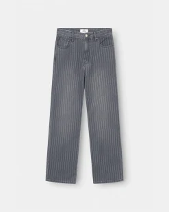 Baggy Denim Jeans Washed Pinstripe