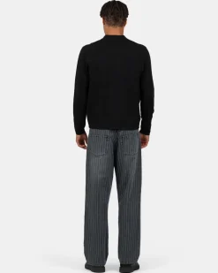 Baggy Denim Jeans Washed Pinstripe