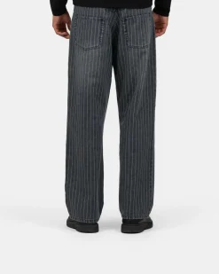 Baggy Denim Jeans Washed Pinstripe