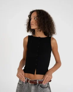 Bottoned Top Black