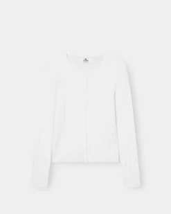 Buttoned Langærmet Top Hvid