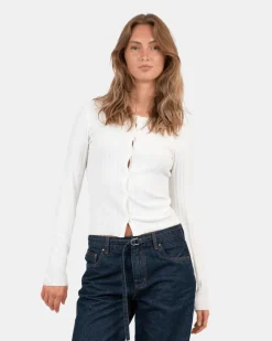 Buttoned Langærmet Top Hvid