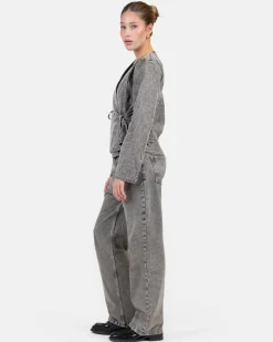 Denim Tie Shirt Washed Grey