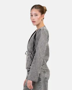 Denim Tie Shirt Washed Grey
