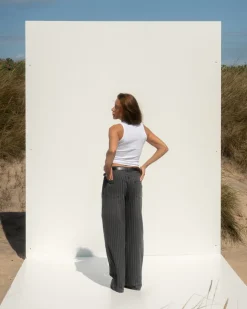 Extra Baggy Denim Jeans Washed Pinstripe