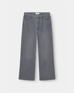 Extra Baggy Denim Jeans Washed Pinstripe