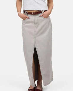 Front Slit Skirt Light Grey