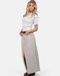 Front Slit Skirt Light Grey