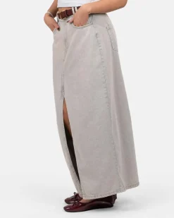 Front Slit Skirt Light Grey
