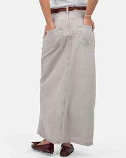 Front Slit Skirt Light Grey