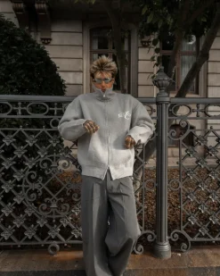 Full-zip Sweater Light grey