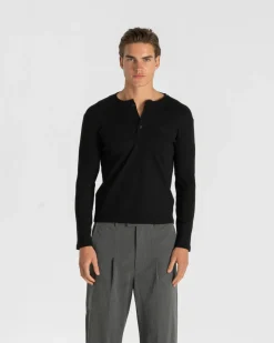 Henley Long Sleeve Black