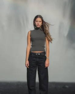 Highneck knitted Top Grå
