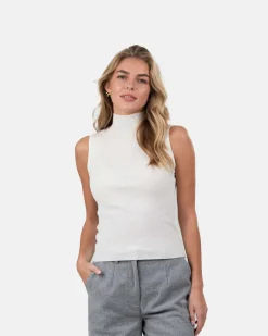 Highneck knitted Top Hvid