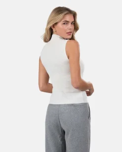 Highneck knitted Top Hvid