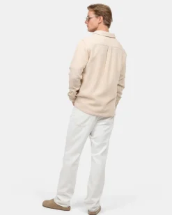 Kortærmet Crochet Skjorte Beige
