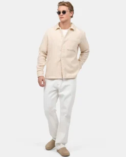Kortærmet Crochet Skjorte Beige