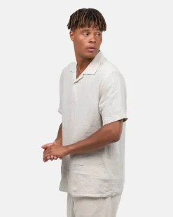 Kortærmet Hørskjorte Beige