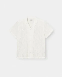 Kortærmet Jacquard Skjorte Cremehvid