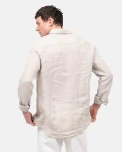 Langærmet Hørskjorte Beige