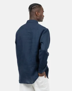 Langærmet Hørskjorte Navy