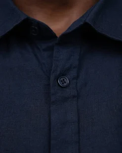 Langærmet Hørskjorte Navy