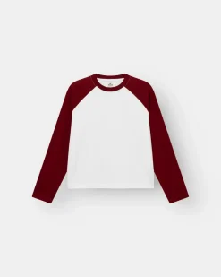 Raglan Longsleeve T-shirt White/Bordeaux