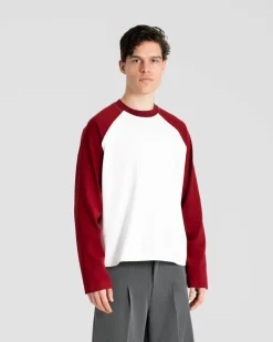 Raglan Longsleeve T-shirt White/Bordeaux
