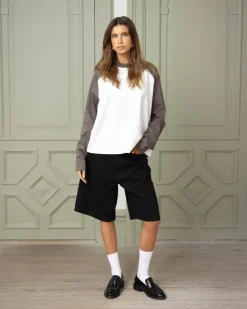 Raglan Longsleeve T-shirt White/Grey dame