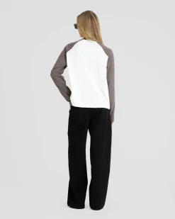 Raglan Longsleeve T-shirt White/Grey dame
