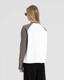 Raglan Longsleeve T-shirt White/Grey dame