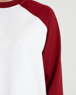 Raglan Longsleeve T-shirt White/Bordeaux dame