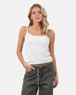 Strap Pointelle Top White