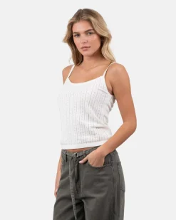 Strap Pointelle Top White