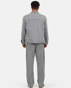 Textured Denim Jacket Grey