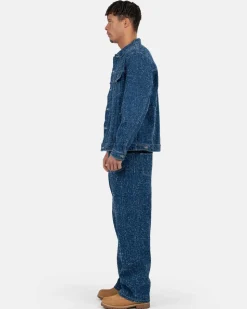 Textured Denim Jacket Mid Blue