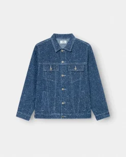 Textured Denim Jacket Mid Blue