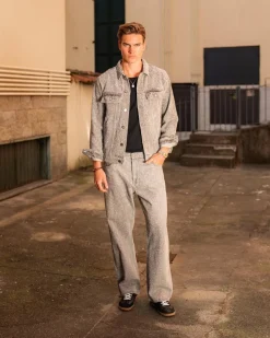 Textured Denim Jeans Grey