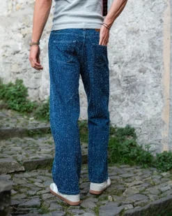 Textured Denim Jeans Mid Blue