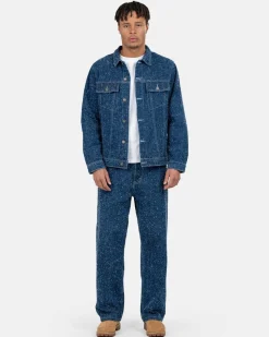 Textured Denim Jeans Mid Blue