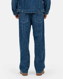 Textured Denim Jeans Mid Blue
