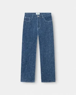Textured Denim Jeans Mid Blue