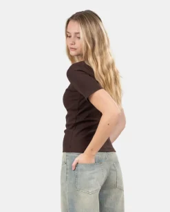 T-shirt With Fitted Sleeves Brown