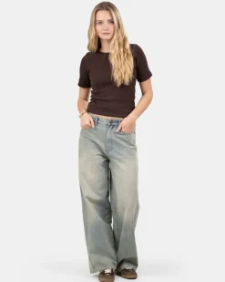 T-shirt With Fitted Sleeves Brown